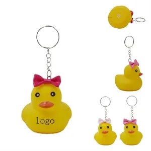 Bow-Adorned Yellow Duck Sound Keychain