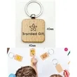 Customizable Wooden Square Keychain | https://www.bestnamebadges.com