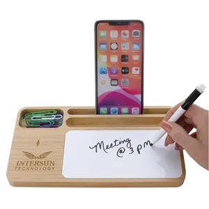 Bamboo 10W Wireless Charging Base with Dry Erase Board | https://www.bestnamebadges.com