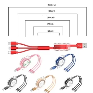 USB Cable Charger Telescopic One Drag Three Data