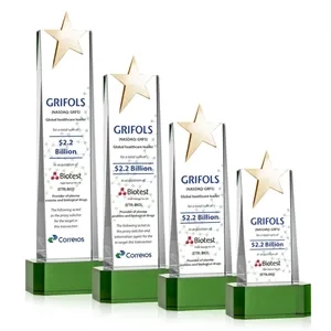 Fanshaw Gold Star VividPrint™ Award on Base - Green | https://www.bestnamebadges.com