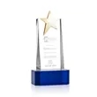 Fanshaw Gold Star Award on Base - Blue | https://www.bestnamebadges.com