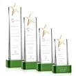 Fanshaw Gold Star Award on Base - Green | https://www.bestnamebadges.com