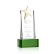 Fanshaw Gold Star Award on Base - Green | https://www.bestnamebadges.com
