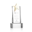 Fanshaw Gold Star Award on Base - Clear | https://www.bestnamebadges.com