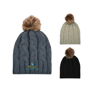 Cameron Cable Knit Pom Beanie | https://www.bestnamebadges.com
