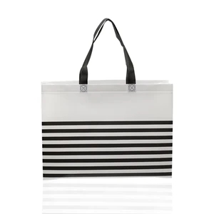 Seaside Striped Tote Bags | https://www.bestnamebadges.com