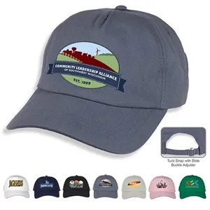 CAMPBELL 5-Panel Dad Hat with Tuck Strap & Slide Buckle A | https://www.bestnamebadges.com