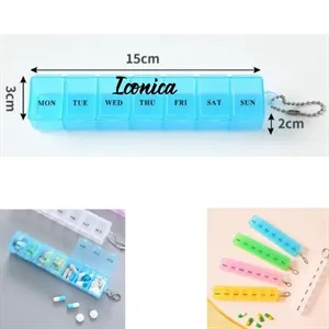 Portable Rectangular Seven-grid Weekly Medicine Box