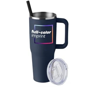40oz Vacuum Travel Mug with Straw