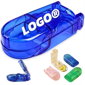 Transparent Pill Cutter Splitter with Storage for Seniors