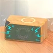 2 in 1 Boost Wood Grain Wireless Charger Bluetooth Speaker | https://www.bestnamebadges.com