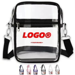 Clear PVC Shoulder Crossbody Bag Travel Shopping Storage