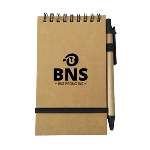 Pocket Recycled Mini Spiral Notebook with Pen