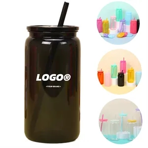 16oz. Acrylic Mason Jar Tumbler with Straw Colorful