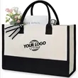 Personalized Initial Canvas Beach Tote Bag | https://www.bestnamebadges.com