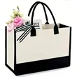Personalized Initial Canvas Beach Tote Bag | https://www.bestnamebadges.com