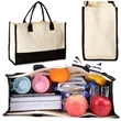 Personalized Initial Canvas Beach Tote Bag | https://www.bestnamebadges.com