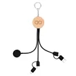 10W Bamboo Multi-Charging Cables Keyring With Watch Dock | https://www.bestnamebadges.com