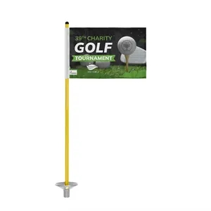 6"x8" Golf Flag with 30" Yellow Practice Pole and Tray