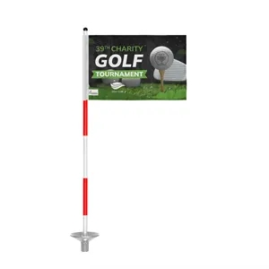 6"x8" Golf Flag with 30" Red & White Practice Pole and Tray
