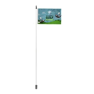 14"x20" Golf Flag with 6' White Fiberglass Pole