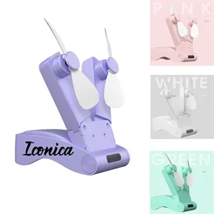 Dual-head Rechargeable Portable Foldable Mini Fan