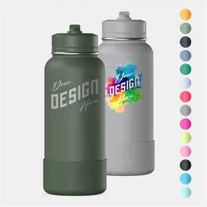 32 oz Hydrapeak® Stainless Steel Water Bottle Straw Lid | https://www.bestnamebadges.com