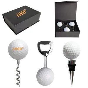 Golf Themed Wine Tools Set Corkscrew Bottle Opener Stopper