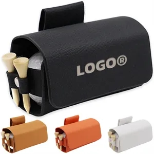 Golf Pouch Leather Holder for 2 Balls and Tees
