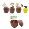 Coconut Cups with Flower Straws | https://www.bestnamebadges.com