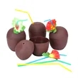 Coconut Cups with Flower Straws | https://www.bestnamebadges.com