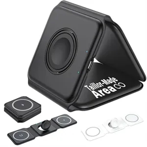 3 in 1 Versatile Magnetic Black Foldable Wireless Charger