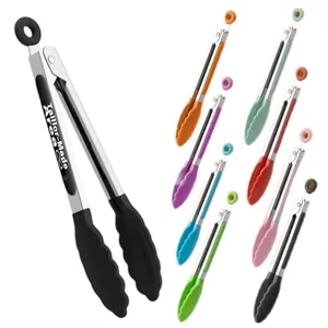 7 In High Temperature Black Resistant Kitchen Silicone Tongs