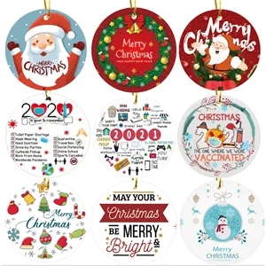 3" Round Ceramic Ornaments with String