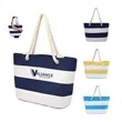 Striped Canvas Tote Bags | https://www.bestnamebadges.com