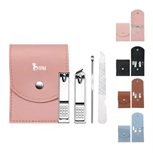 4Pcs Nail Scissors Manicure Set With Pu Leather