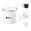 12Oz White Enamel Mug Silver Rim With Case | https://www.bestnamebadges.com