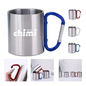 10 Oz Stainless Steel Mug With Carabiner Handle