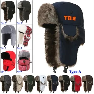 Winter Hat with Brim Warm Earflaps Faux Fur Baseball Cap