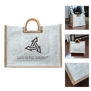 Premium Jute Tote Bag W/ Cane Handles