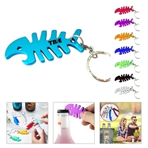 Fish Bone Shape Bottle Opener Keyring
