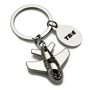 Fashion Polished Silver Airplane Shaped Keychain