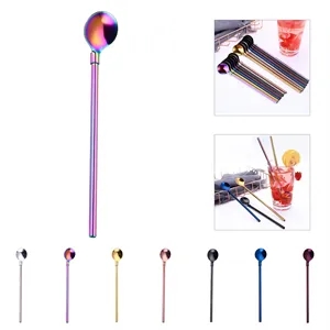 Reusable Stainless Steel Drinking Spoon Straws