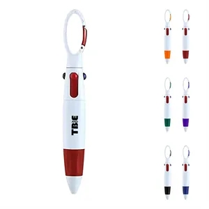 4 In 1 Plastic Carabiner Shuttle Pen