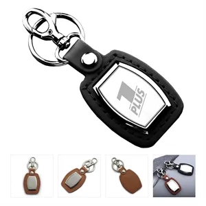 Leatherette Burnished Plate Keychain