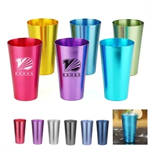 15Oz Colored Reusable Aluminum Drinking Cups For Party