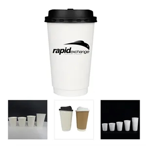 16 Oz. Double Wall Disposable Coffeee Cups with Lids