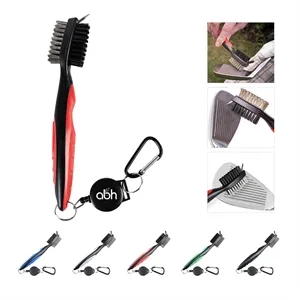Golf Brush Groove Cleaner with Retractable Zip line