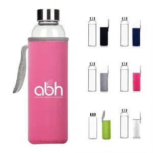 18Oz Glass Water Bottle With Sleeve & Lid